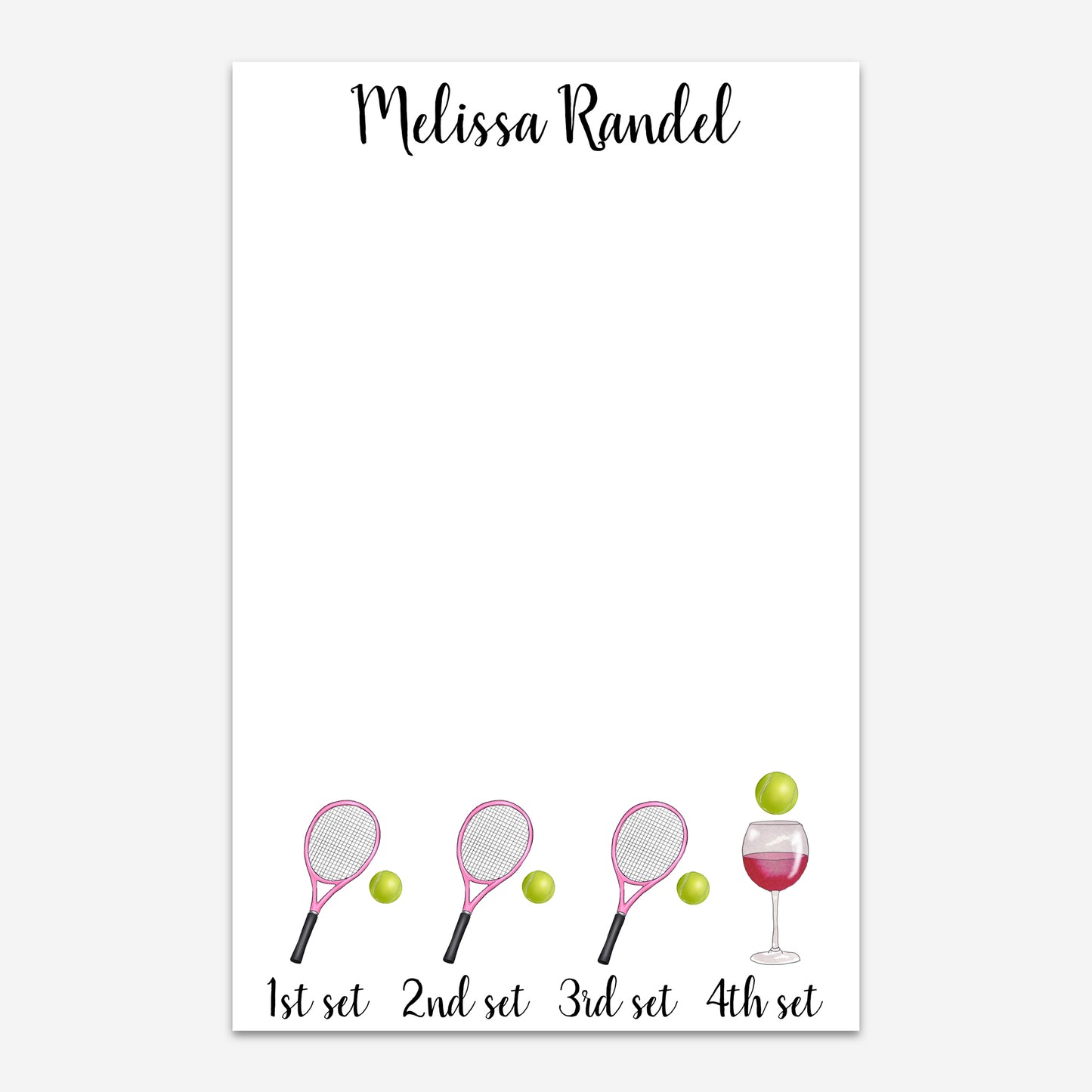 Personalized "Tennis Sets and Wine" Notepad