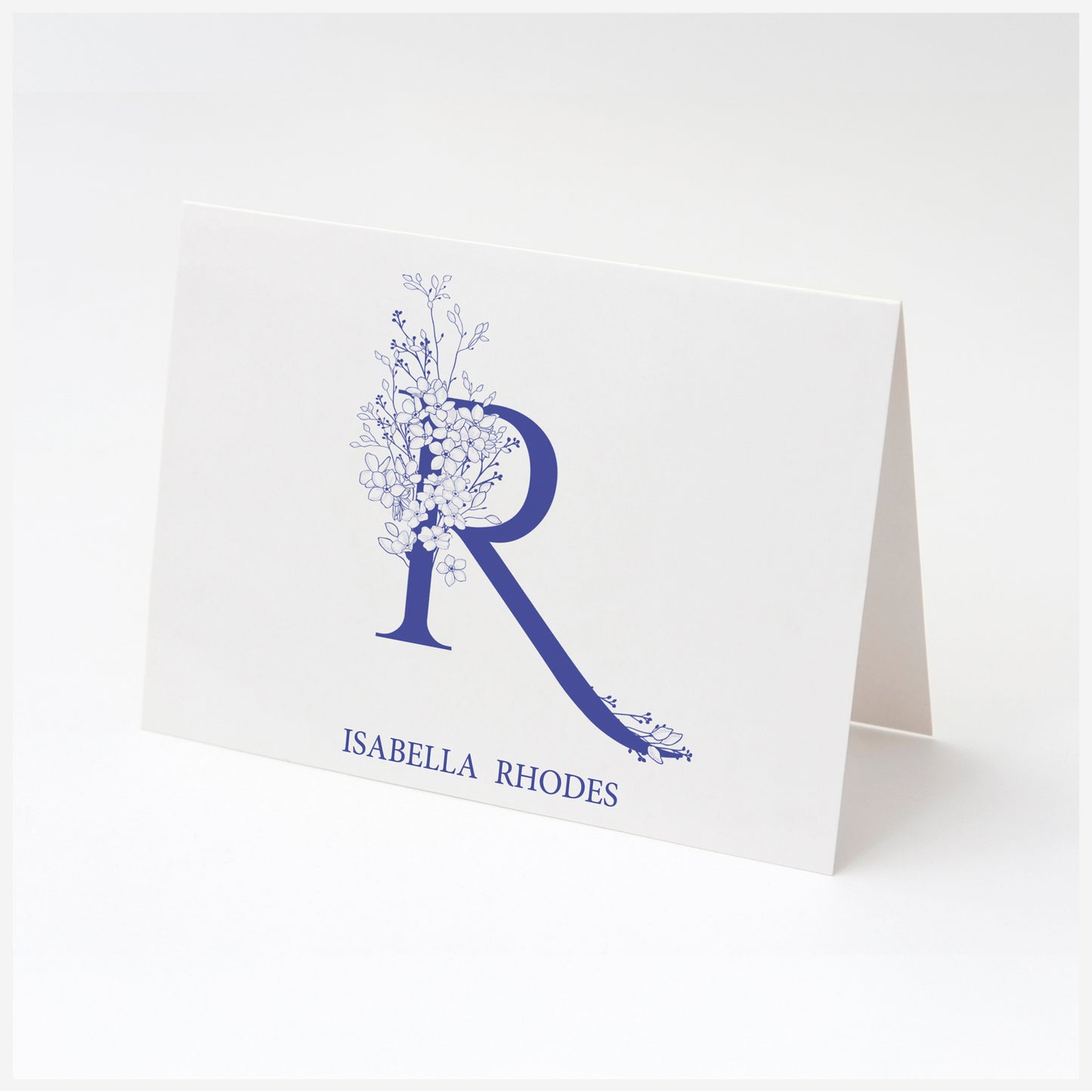 Personalized Floral Single-Letter Monogram Fold Over Cards