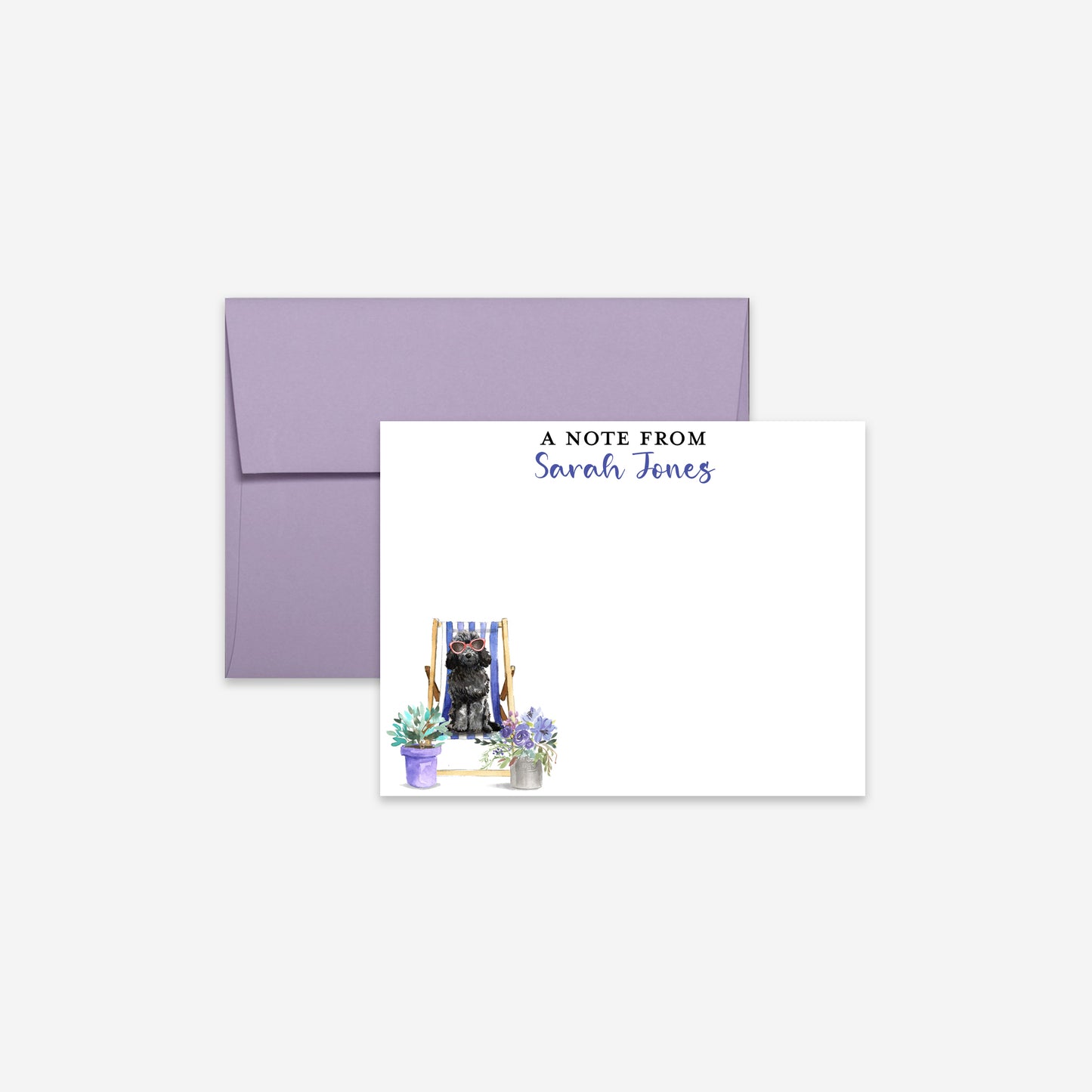 Personalized Black Cockapoo Note Cards