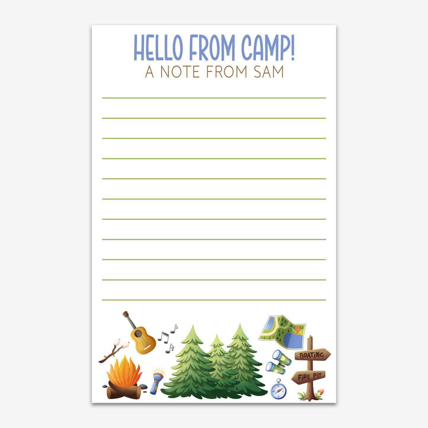 "Hello From Camp" Personalized Notepad for Kids