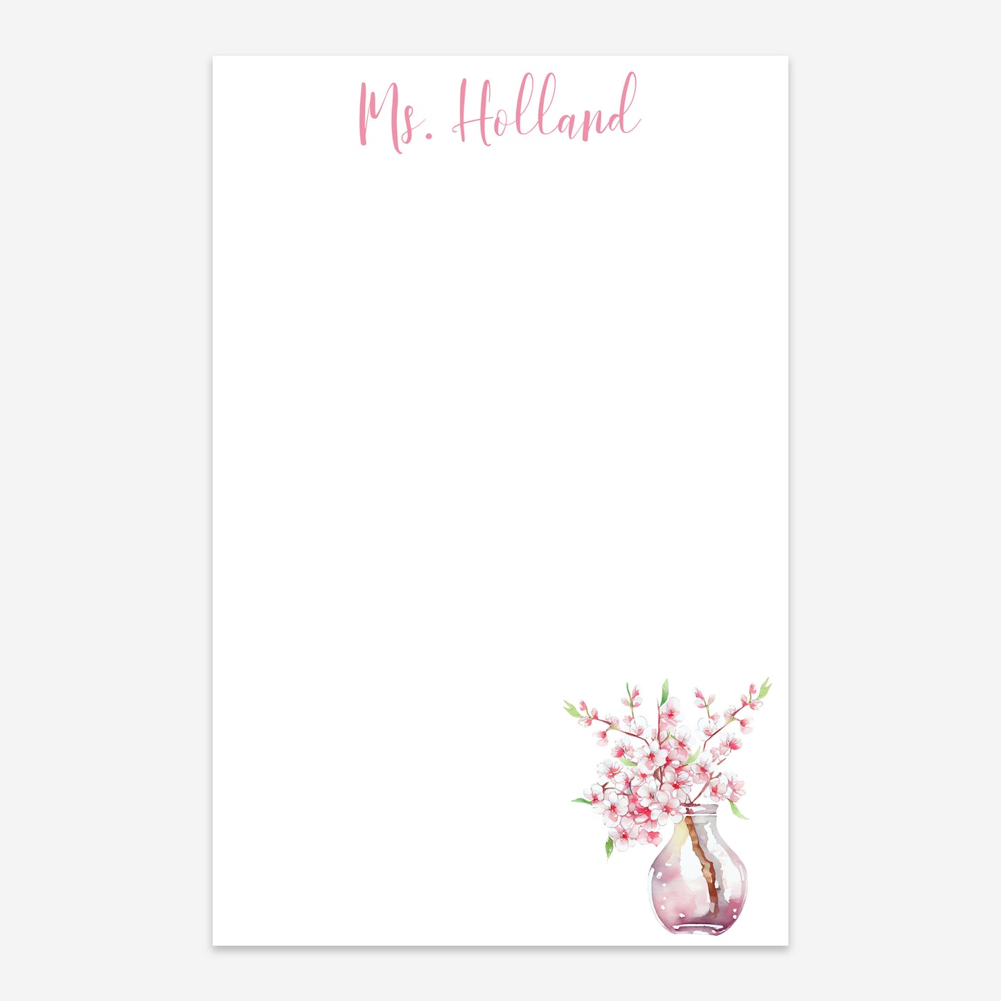 Personalized Cherry Blossoms in Vase Notepad