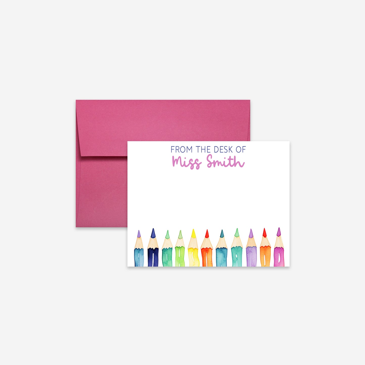 Personalized Colored Pencil Note Cards