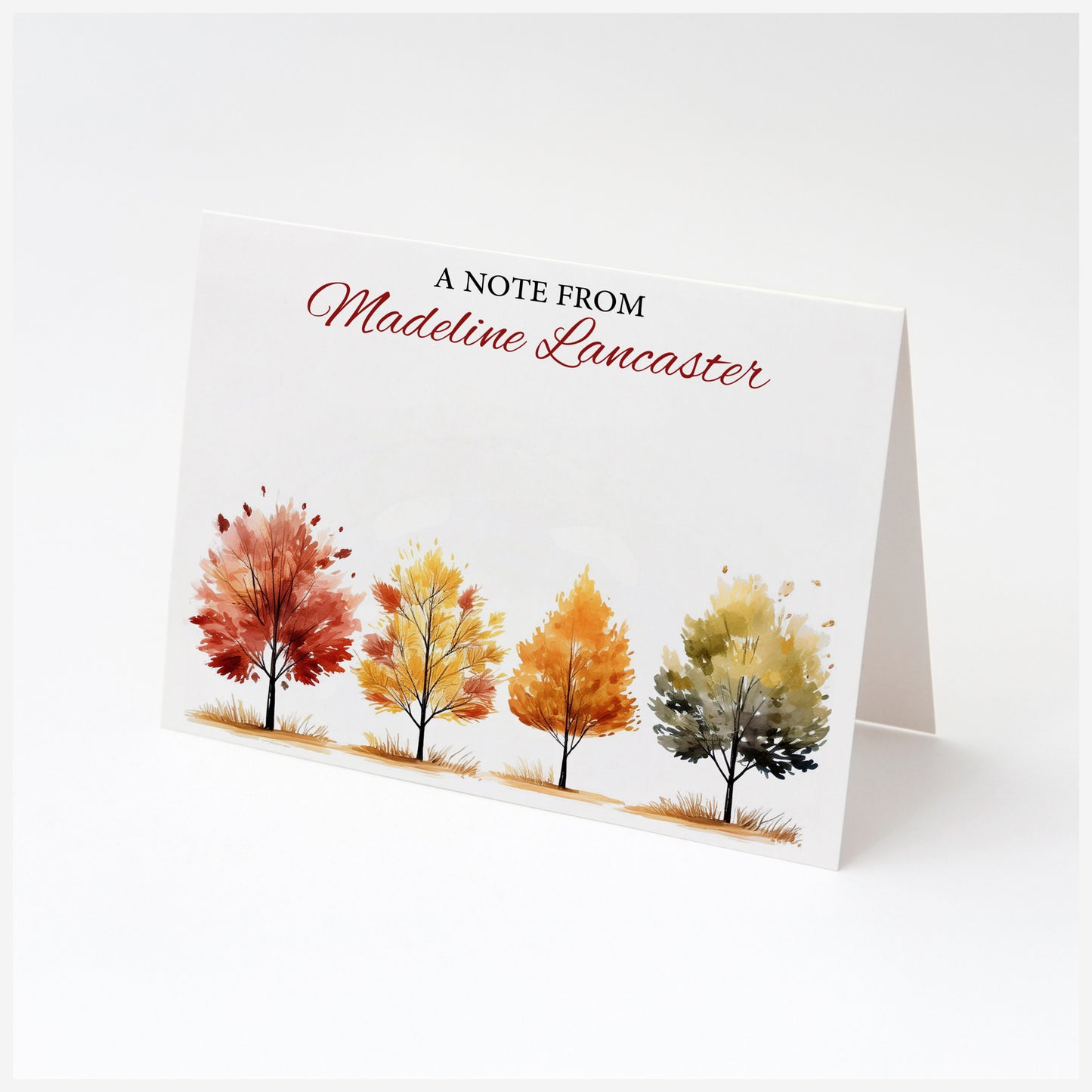 Personalized Autumn Trees Stationery Fold Over Card