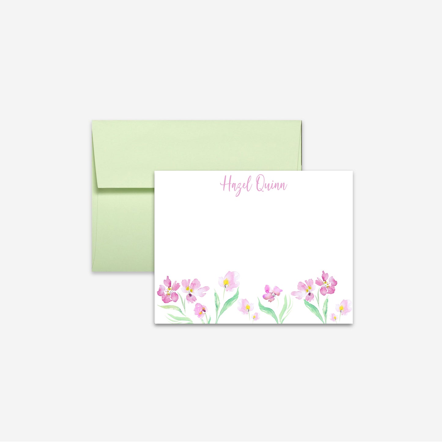 Personalized Watercolor Floral Stationery Set - Pink Blossom Design