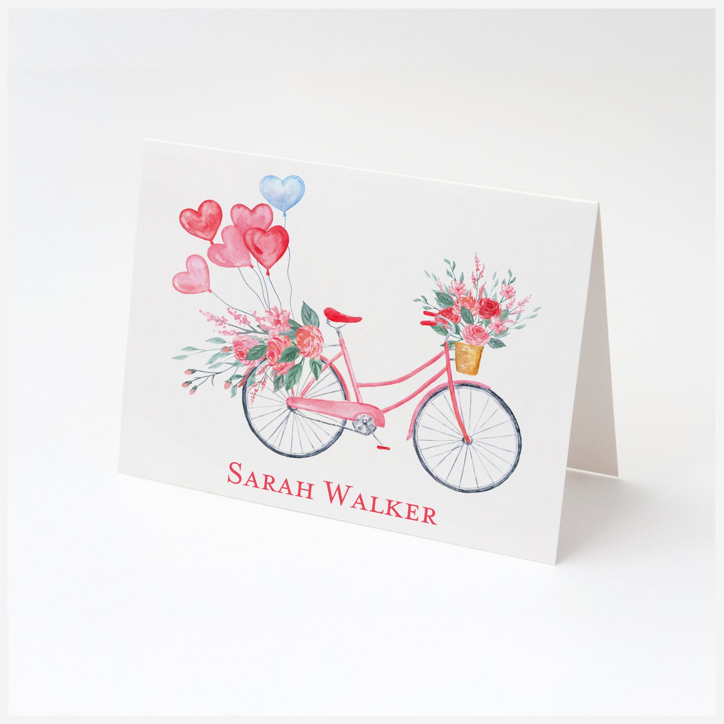 Personalized Floral Bicycle Fold Over Card