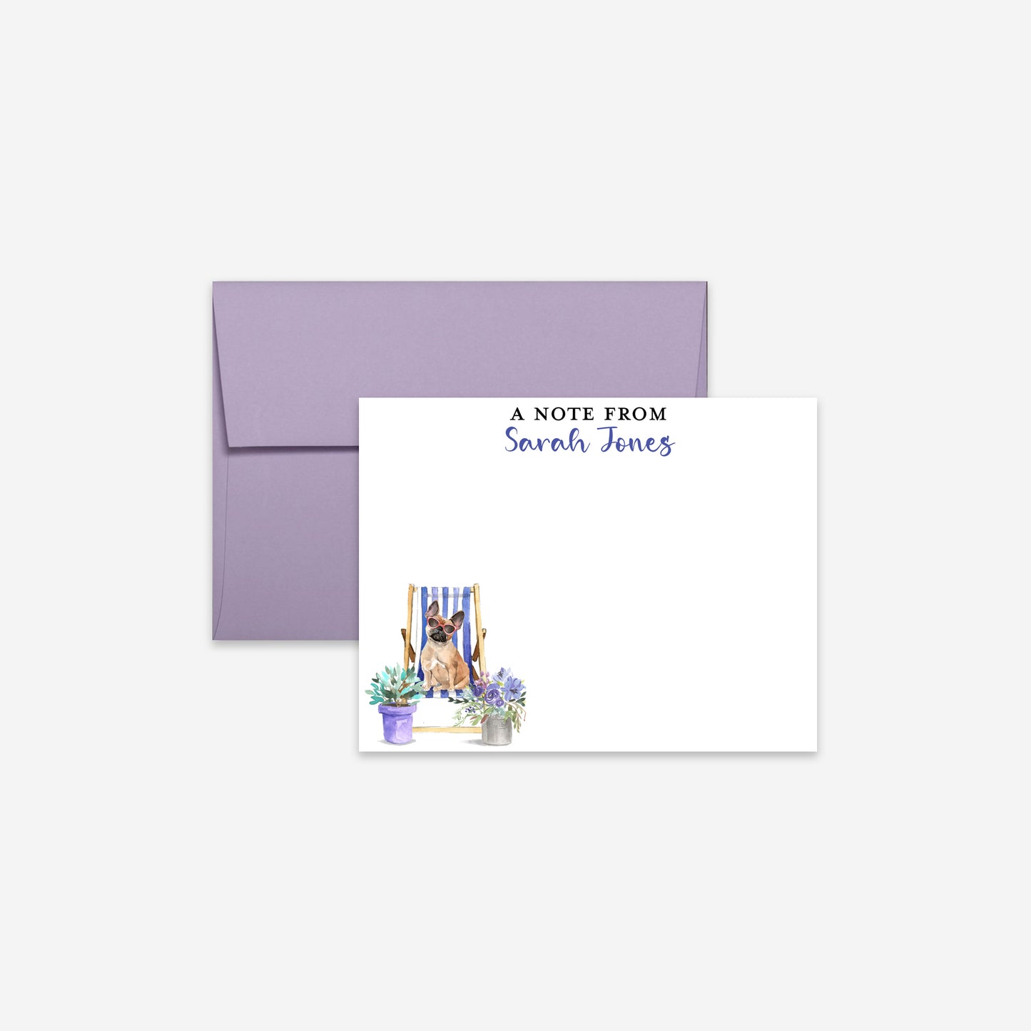 Personalized French Bulldog Note Cards