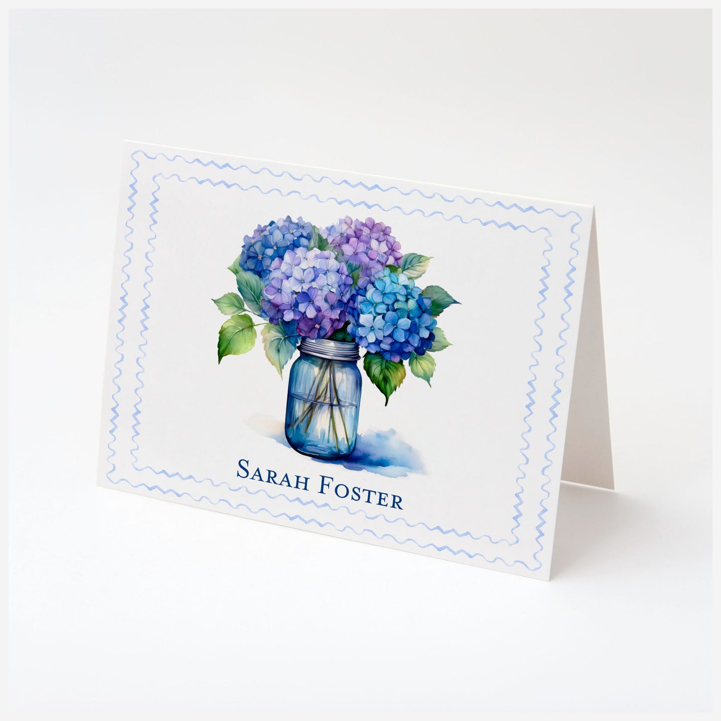 Personalized Hydrangea Stationery Fold Over Cards