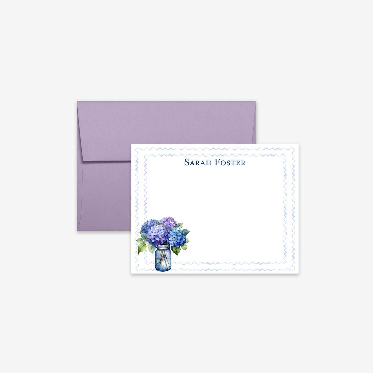 Personalized Hydrangea Flat Cards
