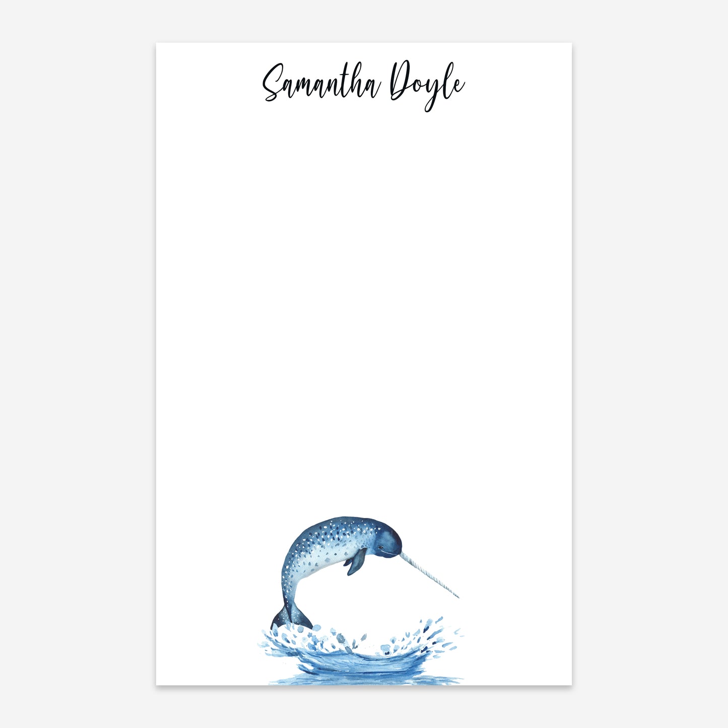 Personalized Narwhal Notepad