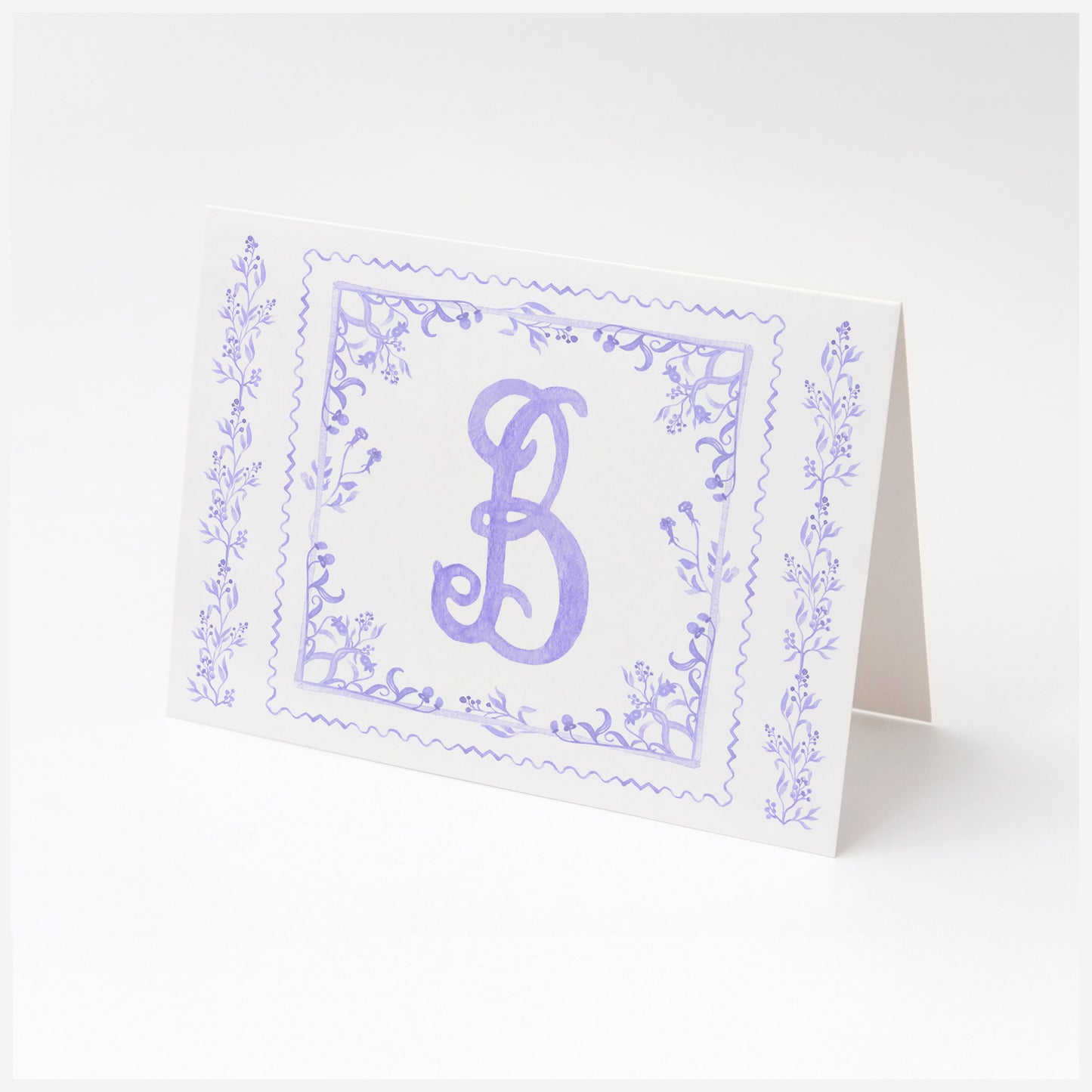 Personalized Purple Toile Monogram Folded Note Cards