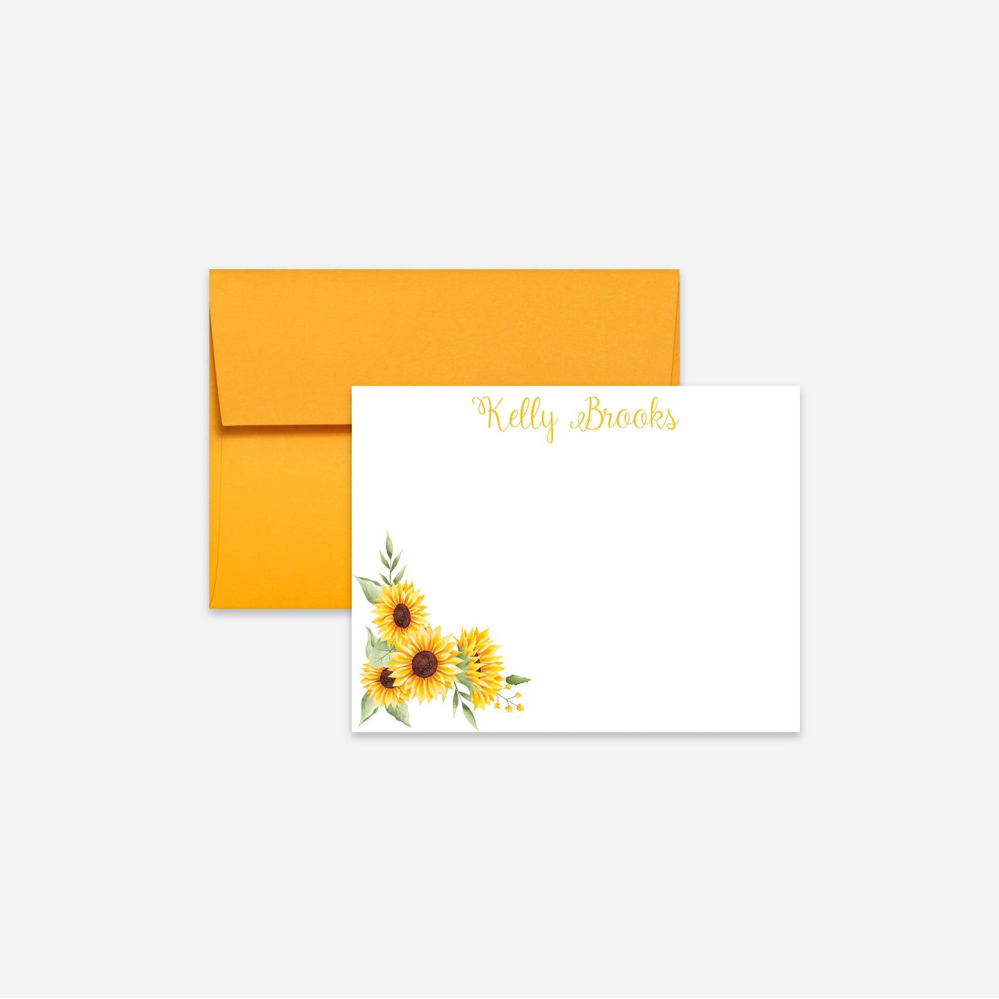 Personalized Sunflower Stationery Flat Cards