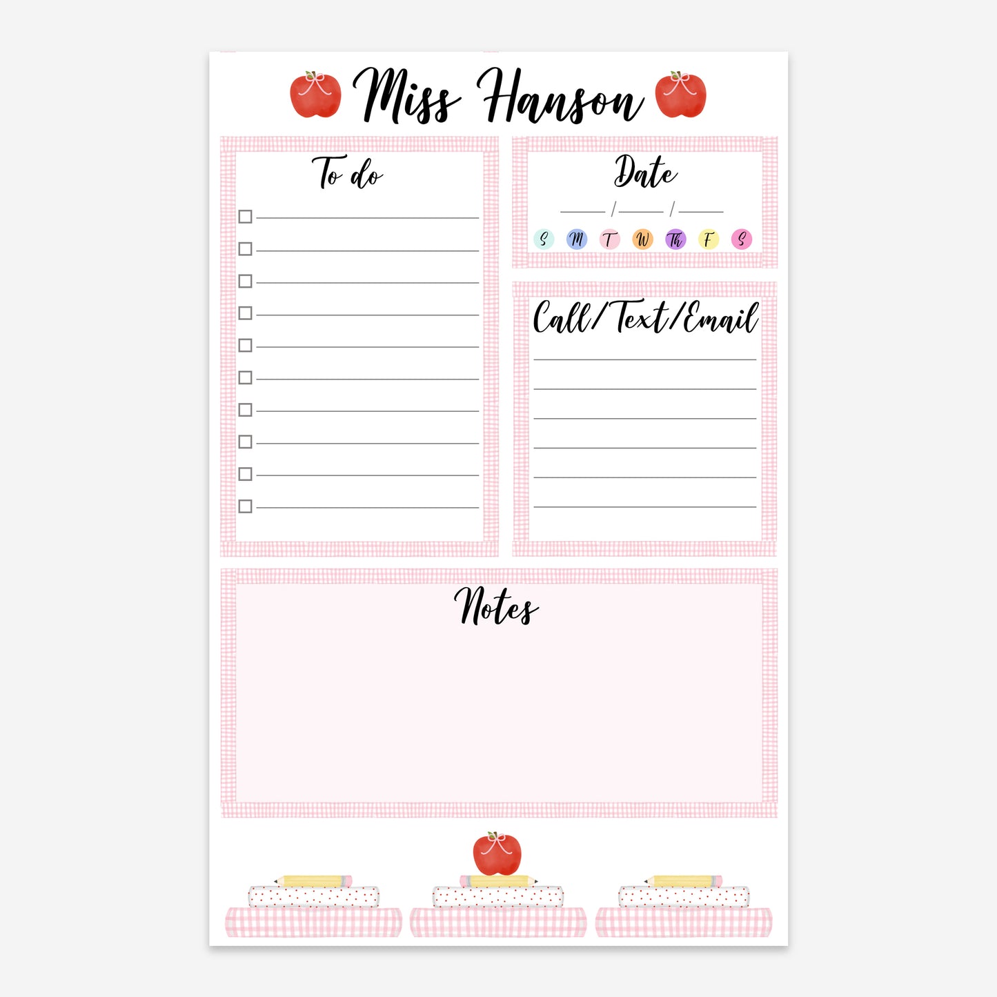 Personalized Teacher Planner Notepad