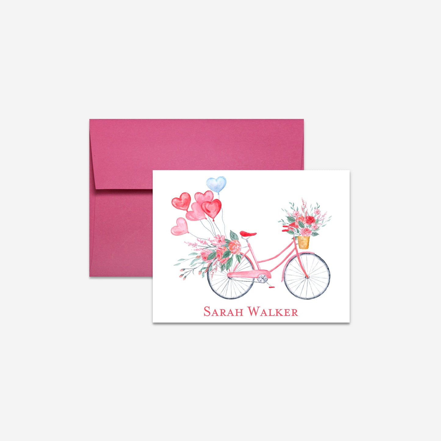 Personalized Valentine's Day Bicycle Fold Over Card