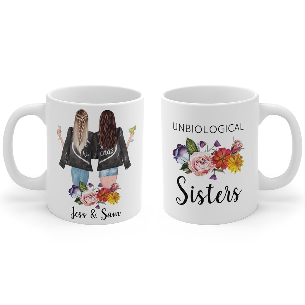 Unbiological sisters mug