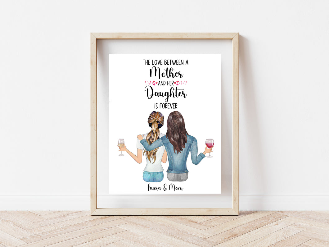 The love between a mother and her daughter sitting print